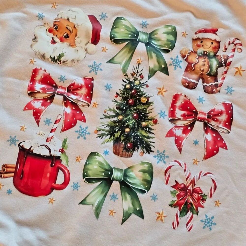 Christmas top long sleeve white/cream color size Large